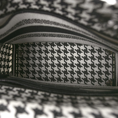 Christian Dior Canvas Houndstooth Embroidered Medium Lady D-Lite Black White 5 of 8