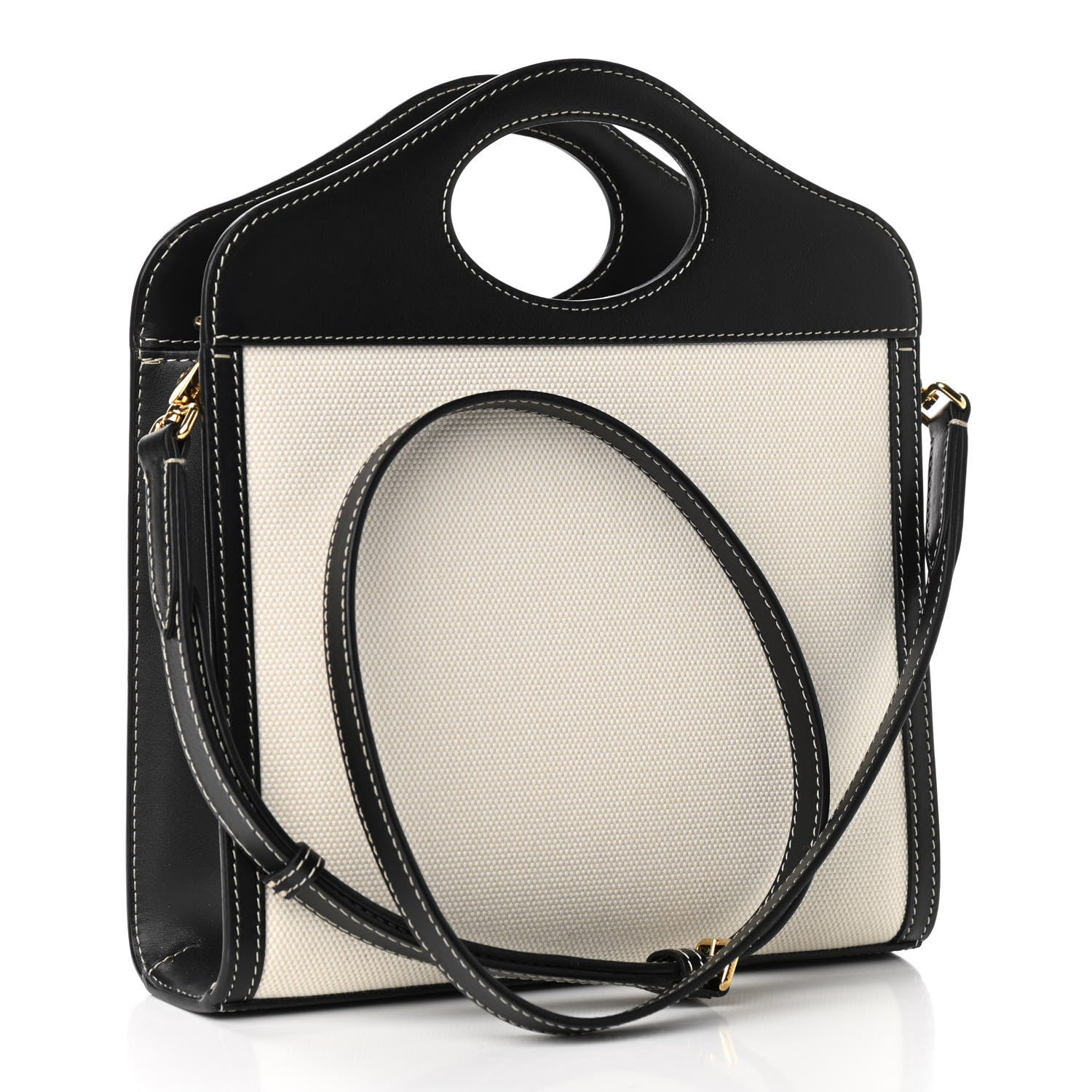 Burberry Canvas Smooth Calfskin Two Tone Mini Pocket Bag Black 5 of 16