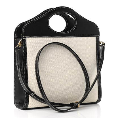 Burberry Canvas Smooth Calfskin Two Tone Mini Pocket Bag Black 5 of 16