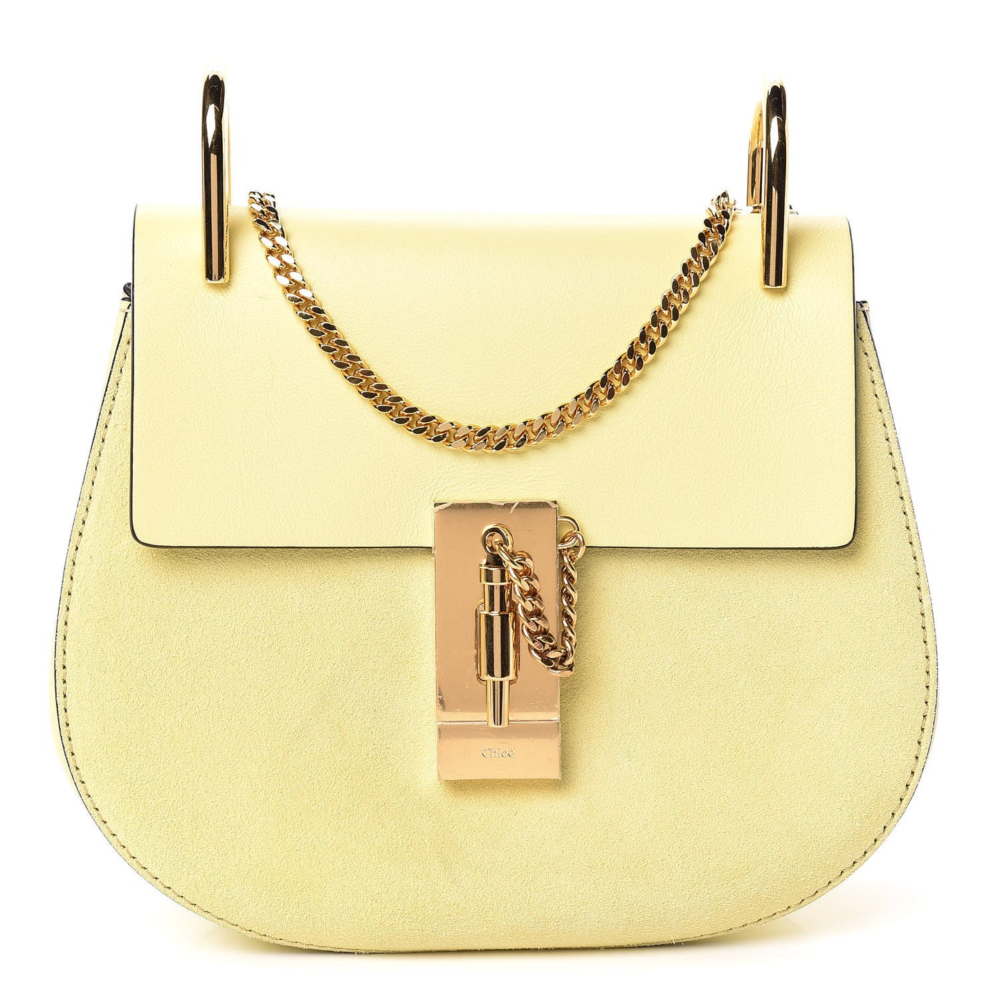 Suede Smooth Calfskin Mini Drew Shoulder Bag Lemonade