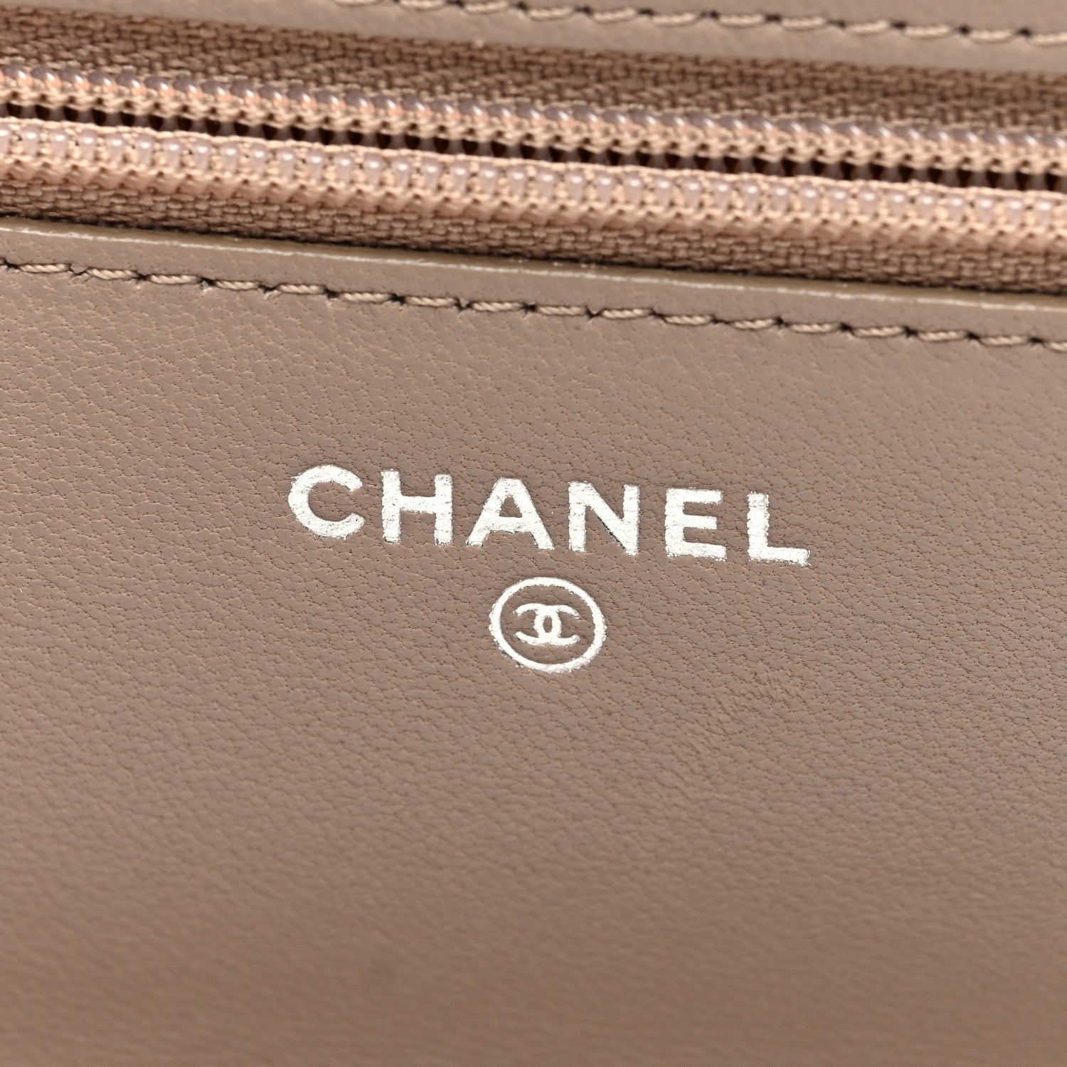 Chanel Lambskin Quilted Wallet On Chain WOC Taupe 6 of 10