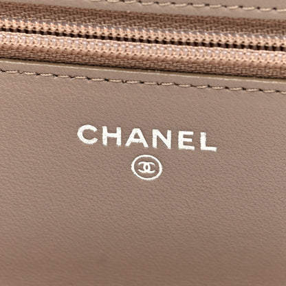 Chanel Lambskin Quilted Wallet On Chain WOC Taupe 6 of 10