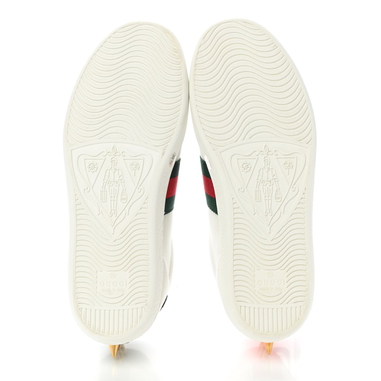 Calfskin Web Pearl Studded Womens Ace Sneakers 35.5 White