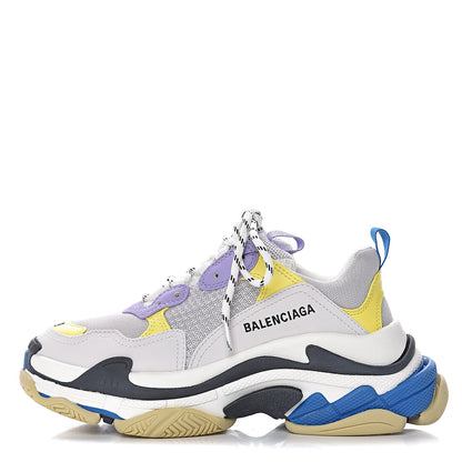Balenciaga Fabric Mesh Womens Triple S Sneakers 38 White Purple Yellow 1 of 9