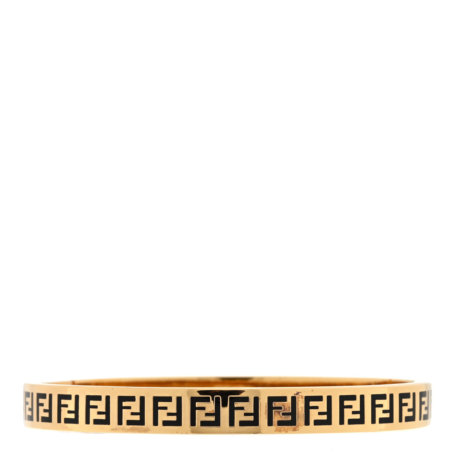Fendi Brass Enamel FF Bracelet M Gold Black 1 of 5