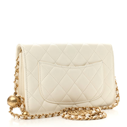 Chanel Lambskin Quilted CC Pearl Crush Wallet on Chain WOC White 2 of 11