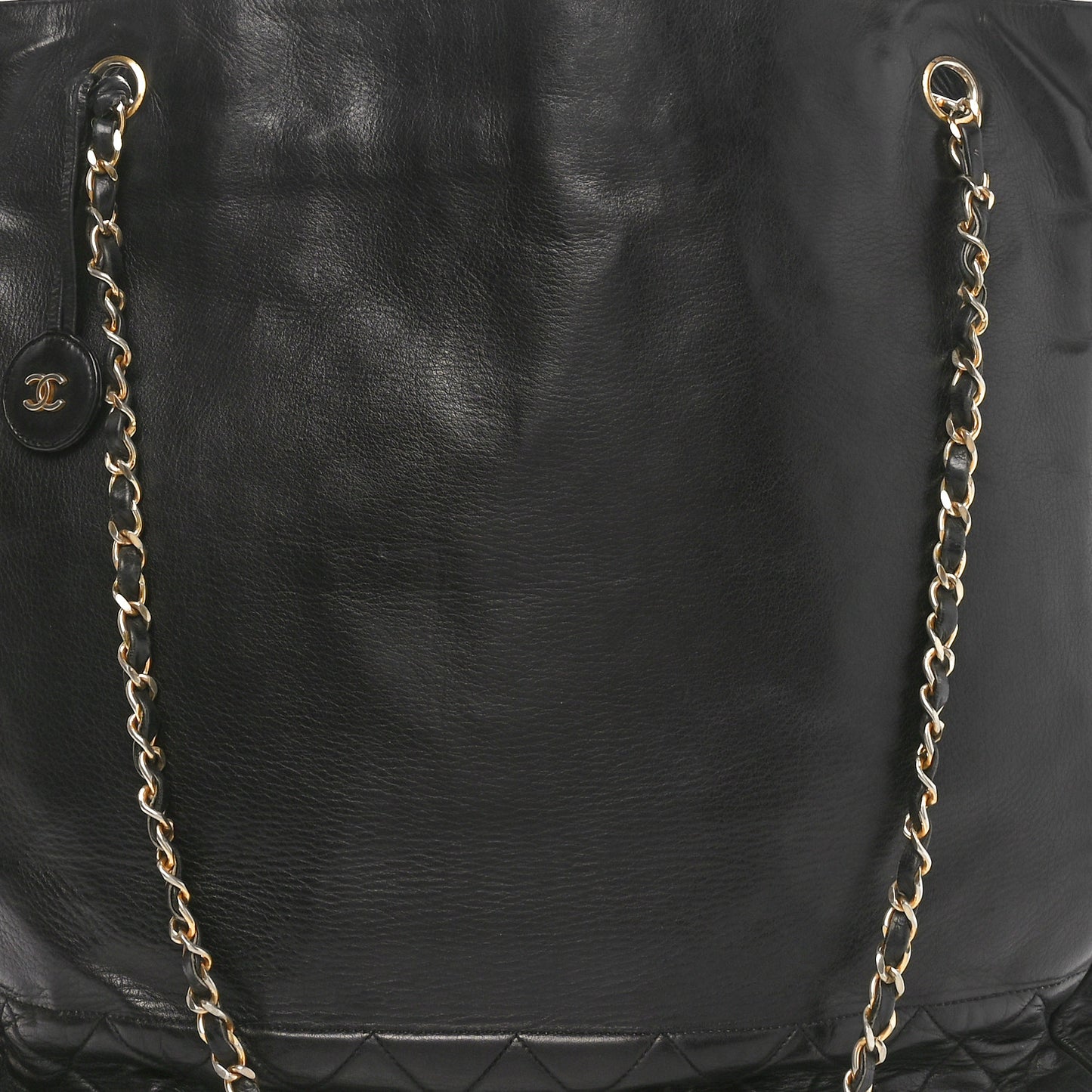 Lambskin Quilted CC Shopping Tote  Tote Black