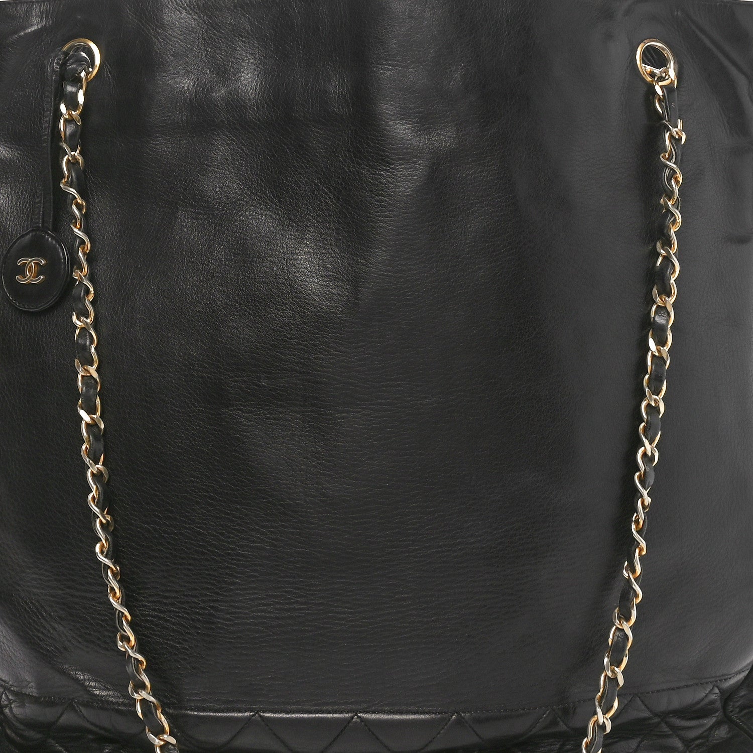 Chanel Lambskin Quilted CC Shopping Tote  Tote Black 8 of 10