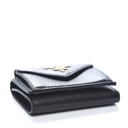 Prada Vitello Grain Small Tri-Fold Wallet Black 4 of 9