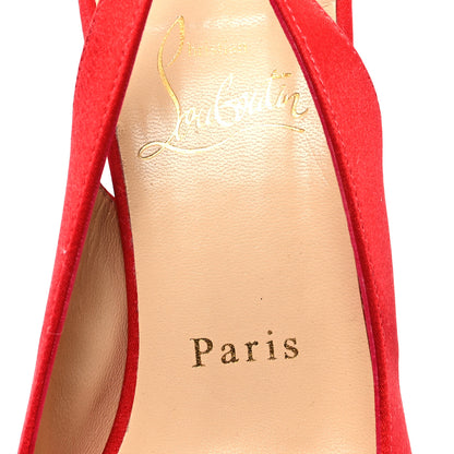 Christian Louboutin Crepe Satin Yasling 70 Slingback Pumps 38 Red 8 of 9