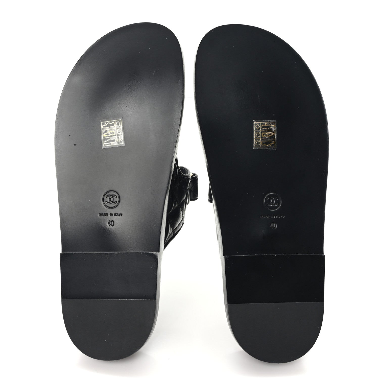 Chanel Lambskin Quilted Velcro Dad Chain CC Slide Sandals 40 Black 6 of 9