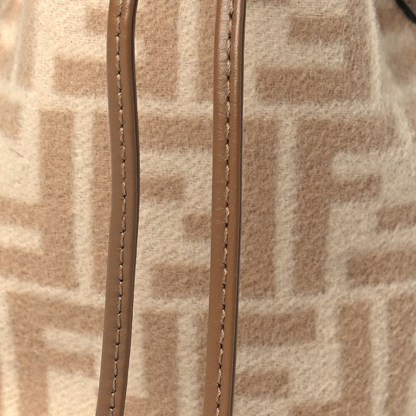 Wool Vitello King FF 1974 Mini Mon Tresor Bucket Bag Beige Cammello Sand