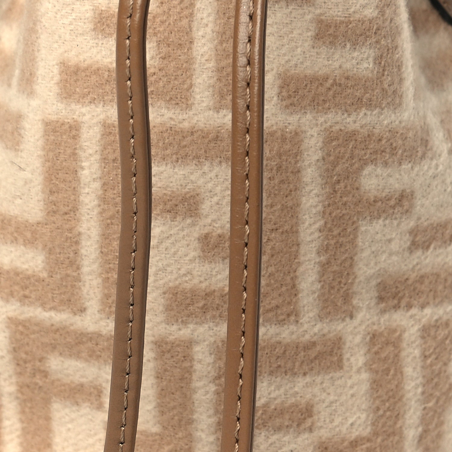 Fendi Wool Vitello King FF 1974 Mini Mon Tresor Bucket Bag Beige Cammello Sand 7 of 9