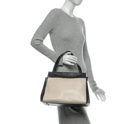 Celine Calfskin Medium Bi-Color Edge Shoulder Bag Cream 2 of 9