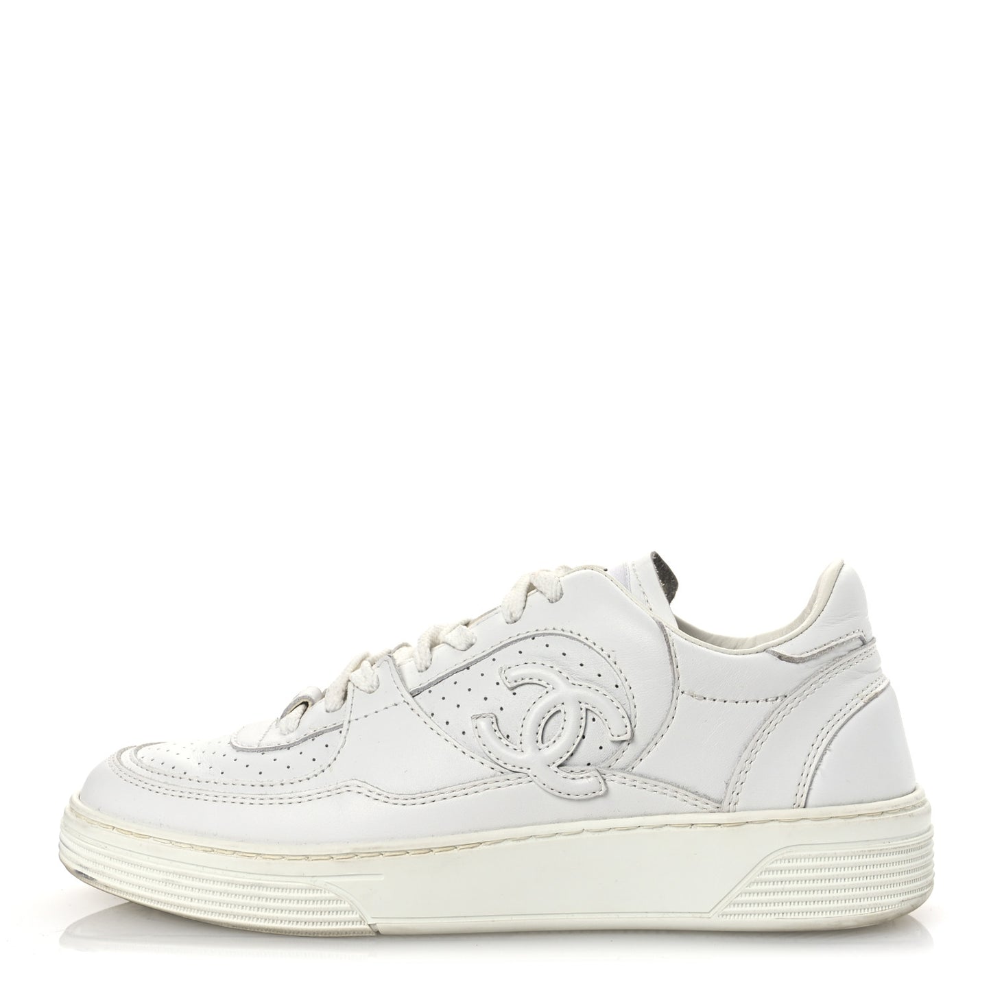 Calfskin Womens CC Sneakers 36.5 White
