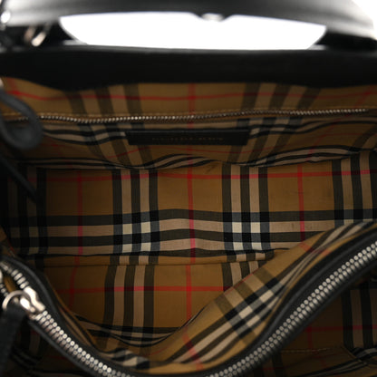 Burberry Derby Calfskin House Check Medium Banner Tote Black 5 of 13