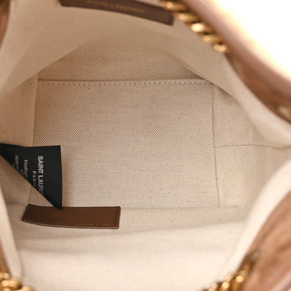 Saint Laurent Shearling Suede Monogram Joe Nano Bucket Bag Dark Cigar Natural Beige 5 of 10