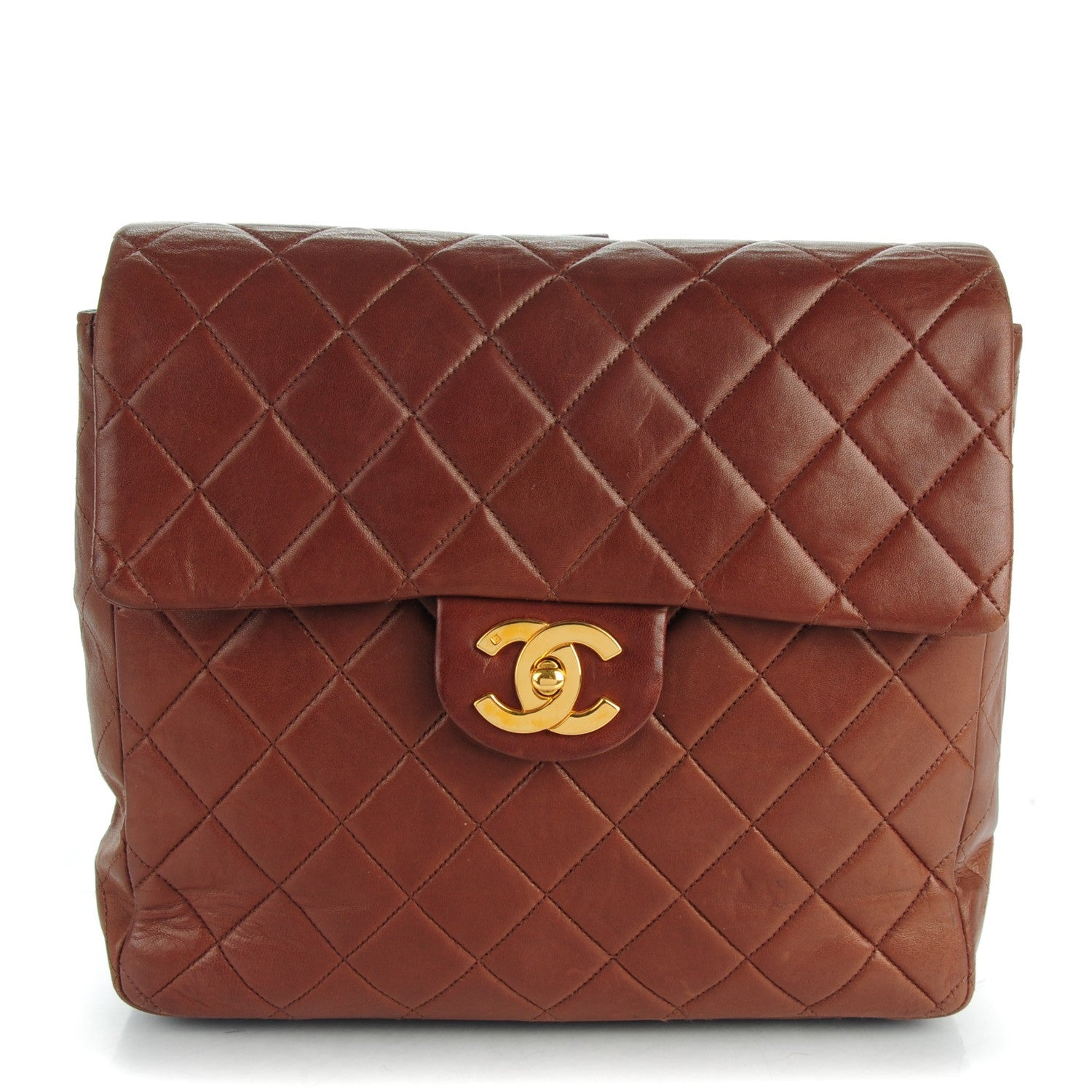 Chanel Lambskin Quilted Backpack Brown 1 of 9