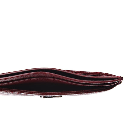 Saint Laurent Grain De Poudre Matelasse Chevron Monogram Credit Card Case Palissandre 6 of 7