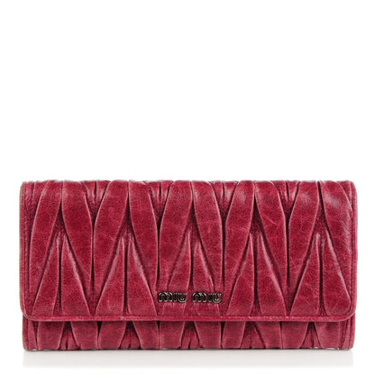 Miu Miu Matelasse Lux Flap Wallet Amarena 1 of 8