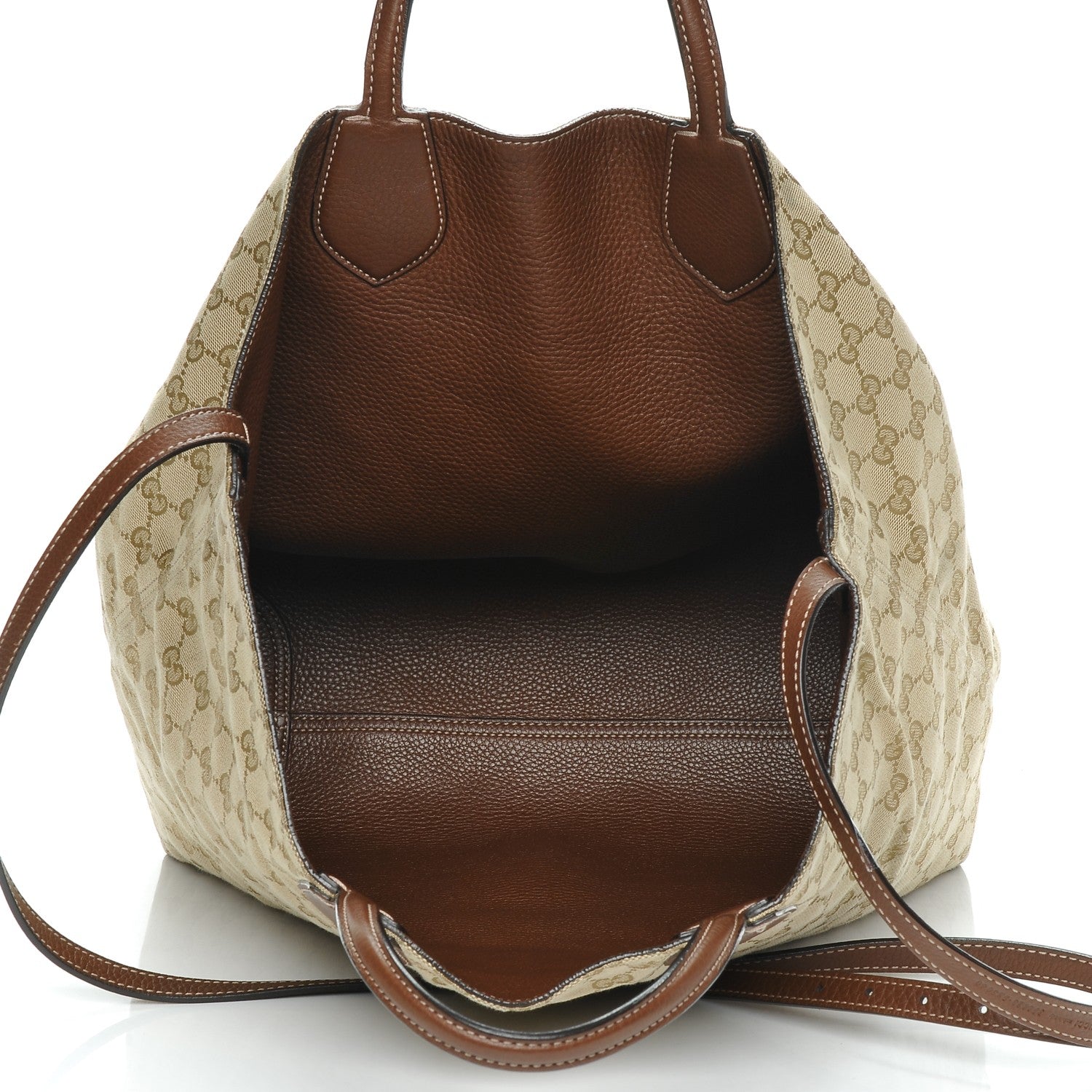 Gucci Pebbled Calfskin Medium Ramble Reversible Tote Black Nut Brown 5 of 8