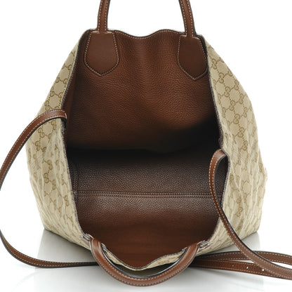 Gucci Pebbled Calfskin Medium Ramble Reversible Tote Black Nut Brown 5 of 8