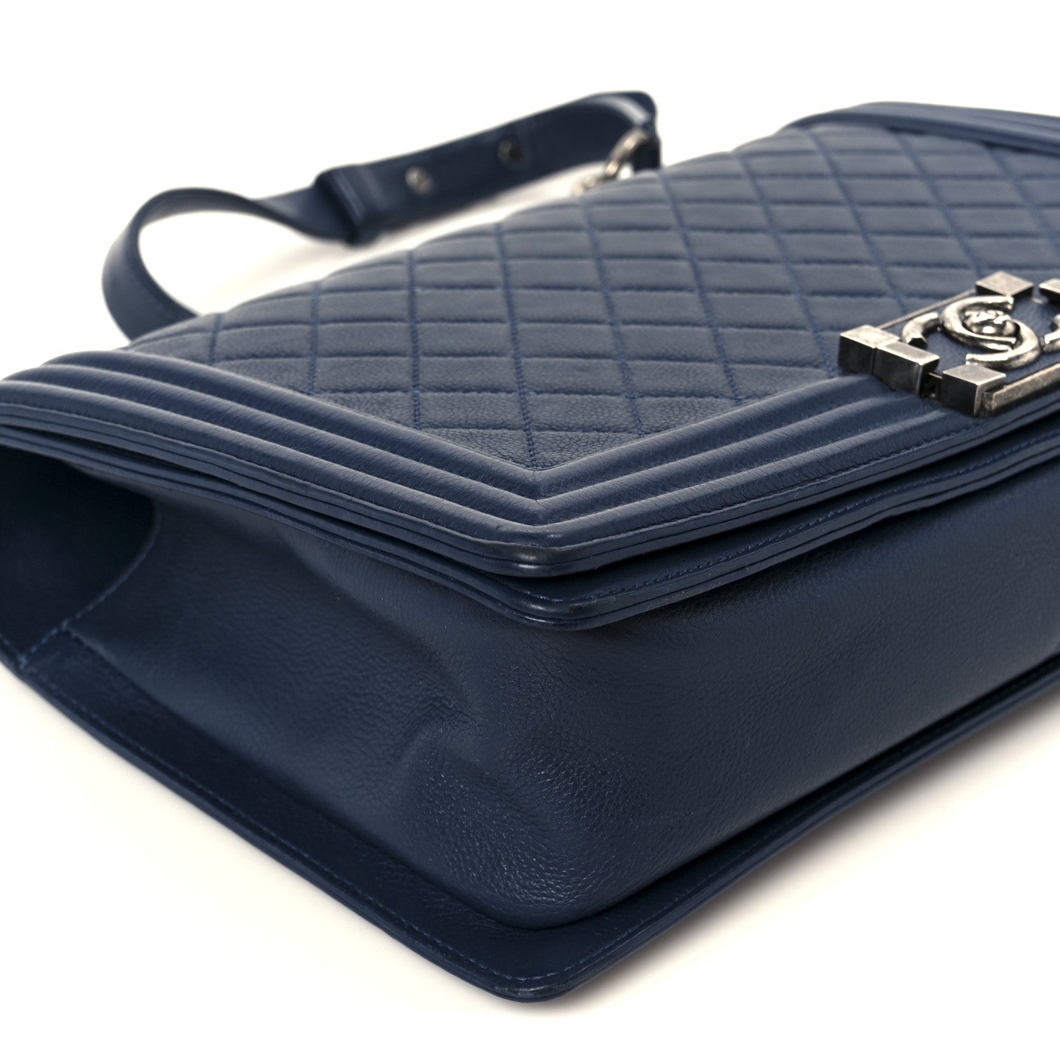 Chanel Calfskin Quilted New Medium Boy Flap Dark Blue 9 of 10