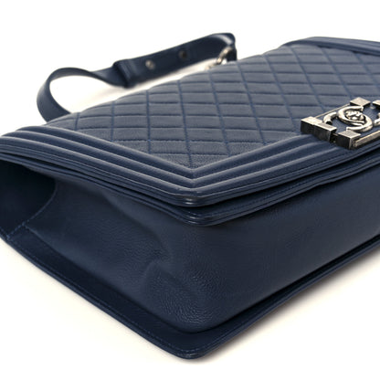 Chanel Calfskin Quilted New Medium Boy Flap Dark Blue 9 of 10