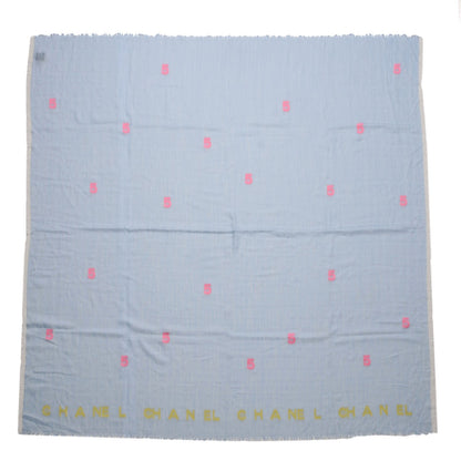 Chanel Silk Cashmere N°5 Square Scarf Light Blue 1 of 4