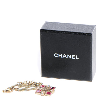 Chanel Baguette Crystal CC Pendant Necklace Rose 4 of 5