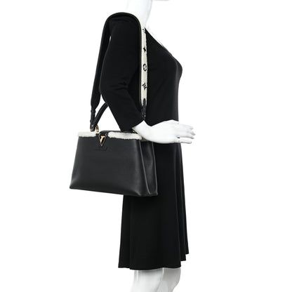 Louis Vuitton Taurillon Shearling Capucines PM Black 2 of 9
