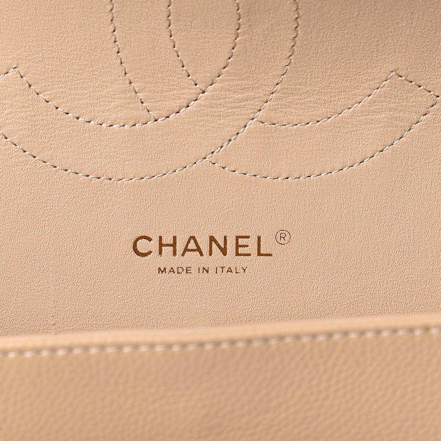 Caviar Quilted Jumbo Double Flap Beige