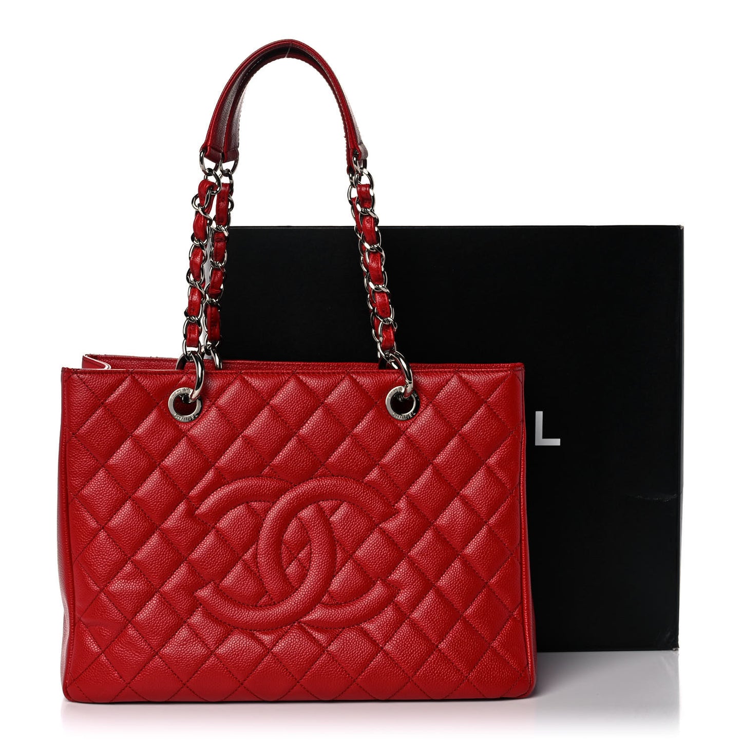 Caviar Quilted Grand Shopping Tote GST Red