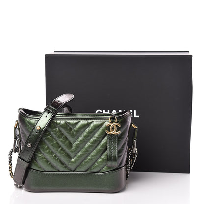 Chanel Metallic Calfskin Chevron Quilted Small Gabrielle Hobo Green 11 of 11