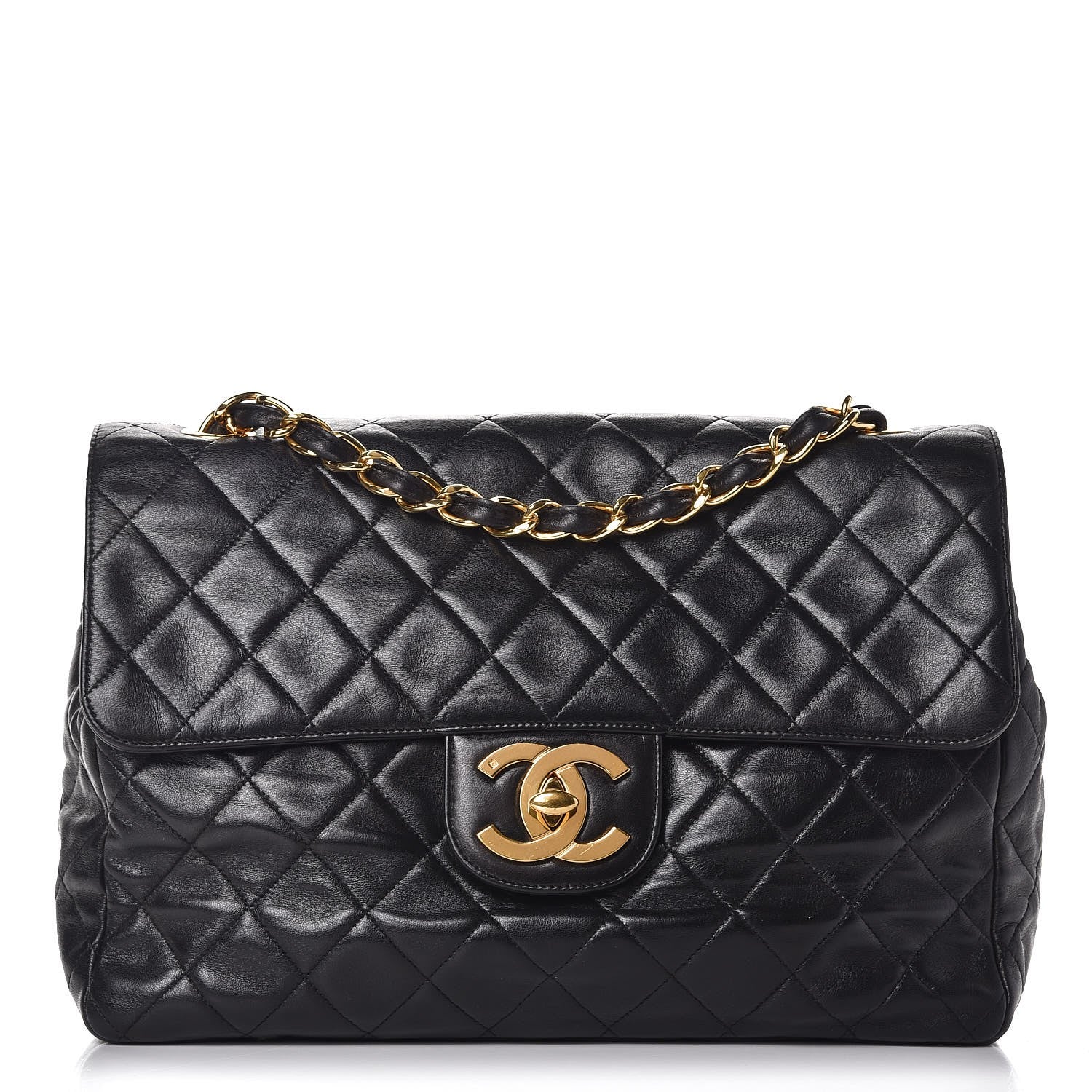 Chanel Lambskin Quilted Jumbo Single Flap Black 1 of 9