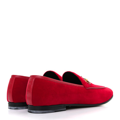 Gucci Velvet Horsebit Womens Jordaan Loafers 38.5 Hibiscus Red 5 of 7