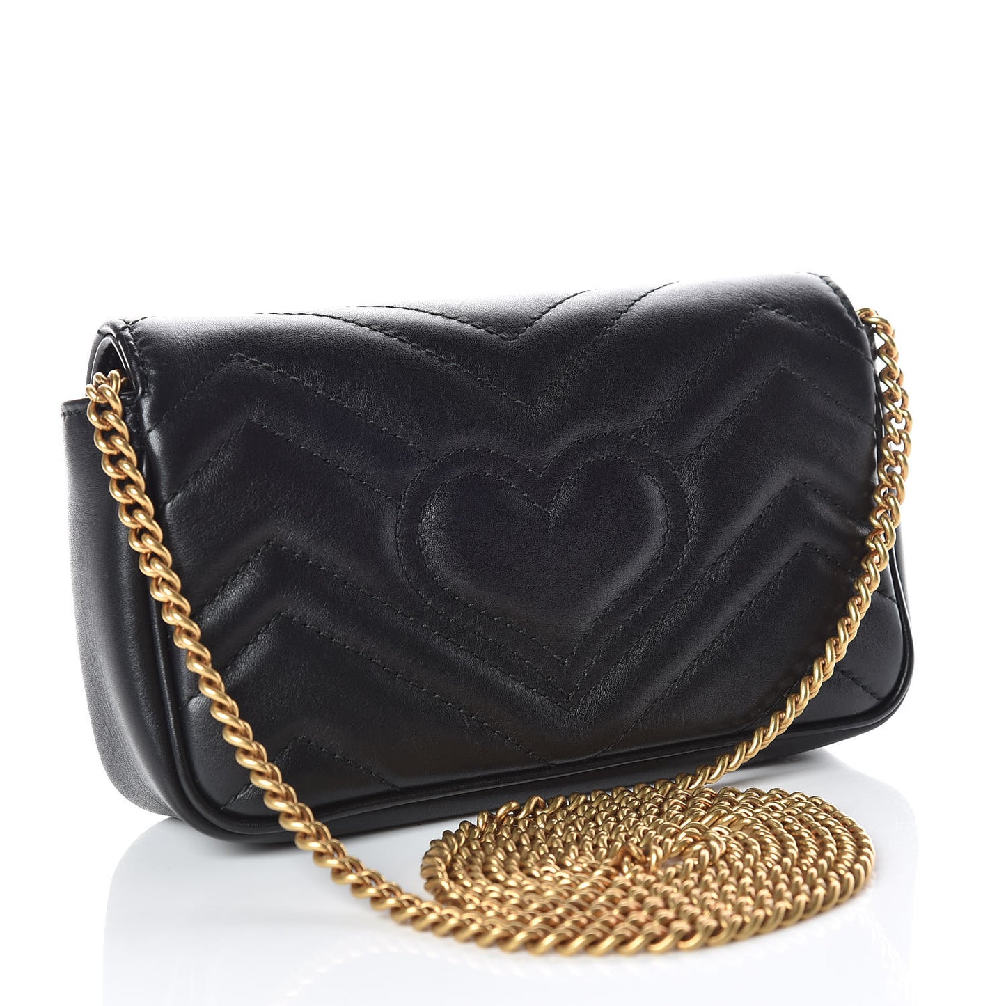 Calfskin Matelasse Super Mini GG Marmont Shoulder Bag Black