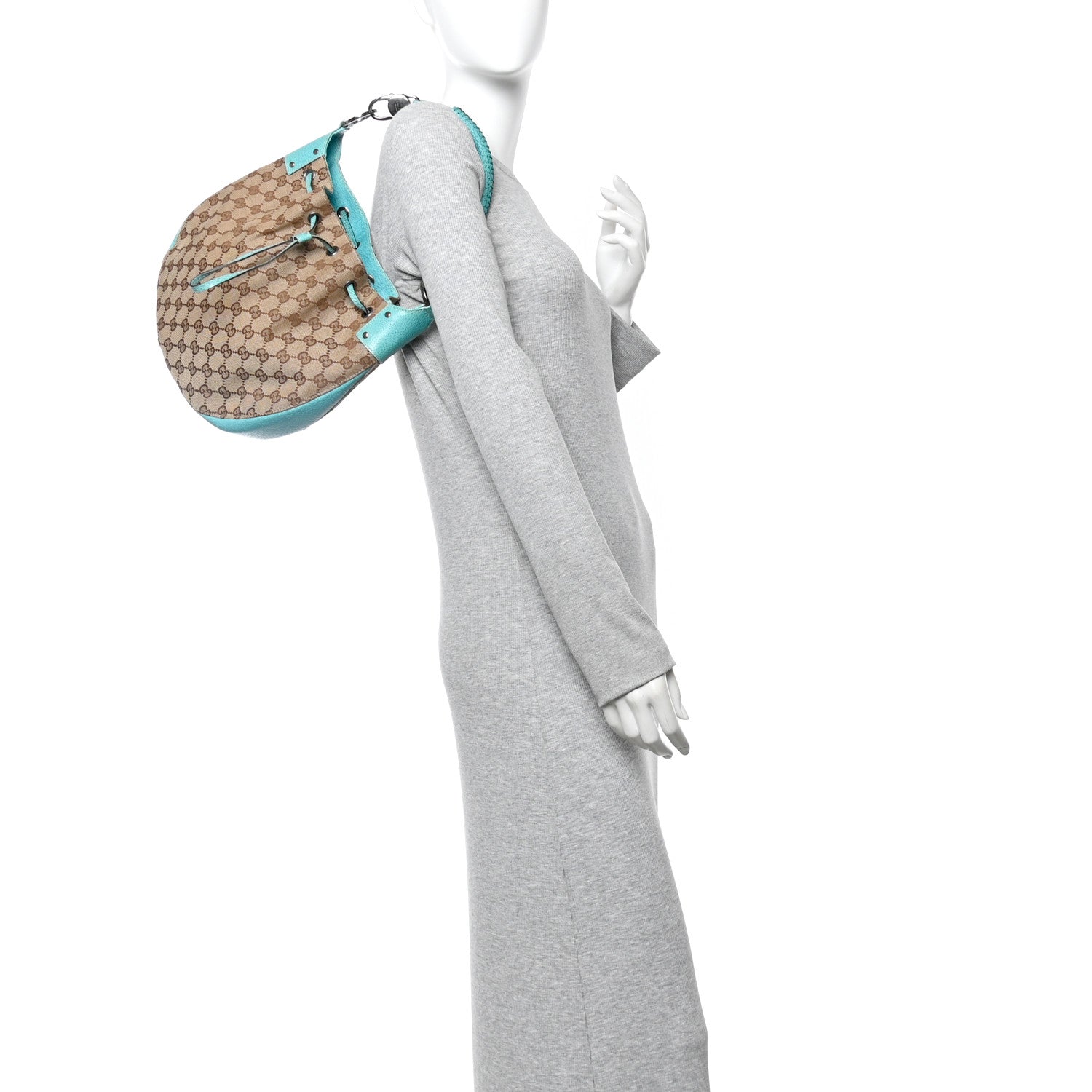 Gucci Monogram Drawstring Hobo Turquoise 2 of 15