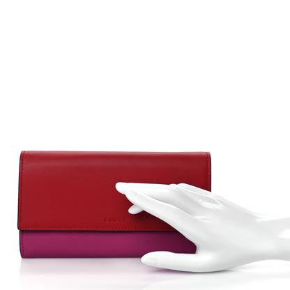 Gucci Moon Calfskin Continental Wallet New Rosette Hibiscus Red 2 of 7