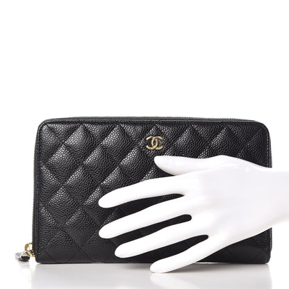 Chanel Caviar Quilted Large Zip Around Organizer Wallet Black 2 of 9