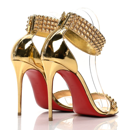 Christian Louboutin Specchio Priyadora 100 Studded Sandals 38 Version Gold 4 of 8