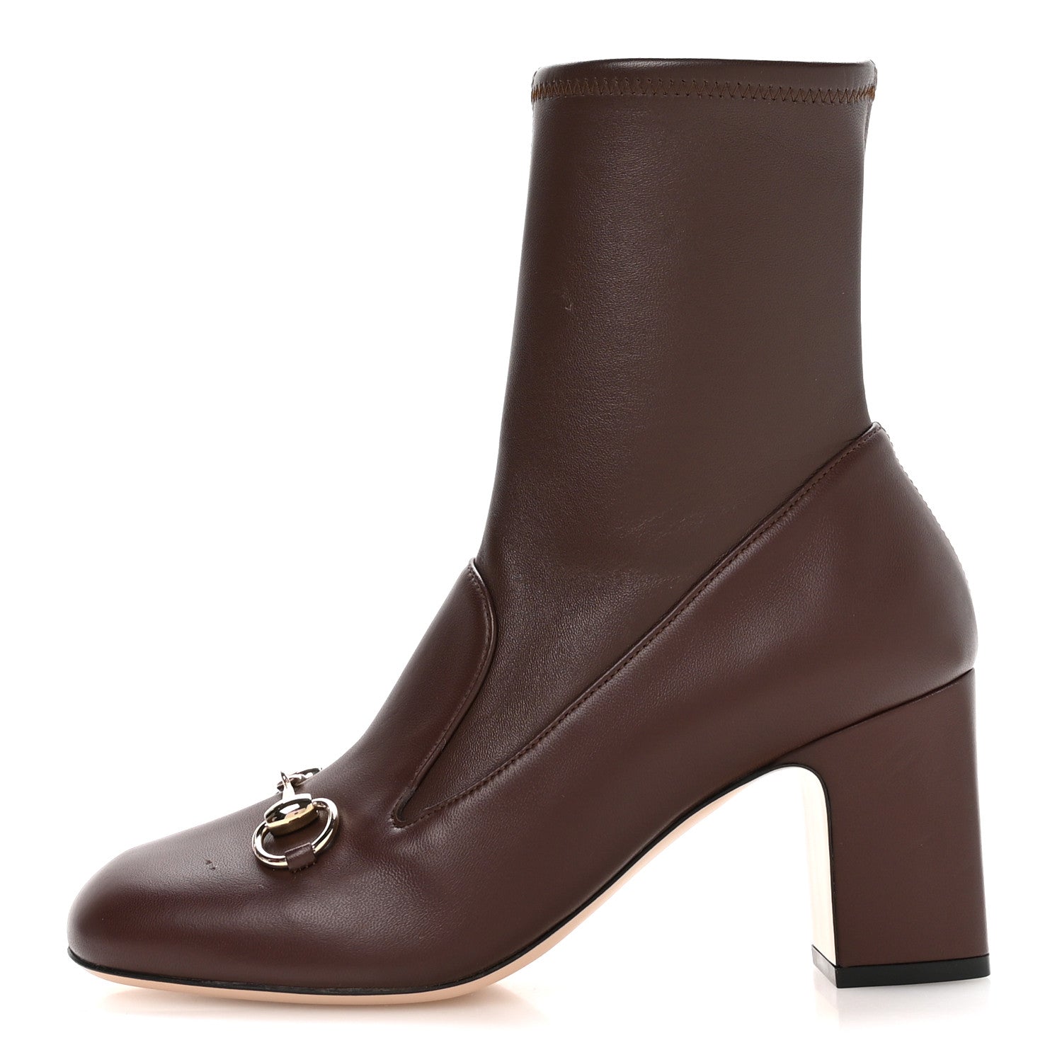 Gucci Nappa Horsebit Ankle Boots 38 New Chocolate 1 of 8