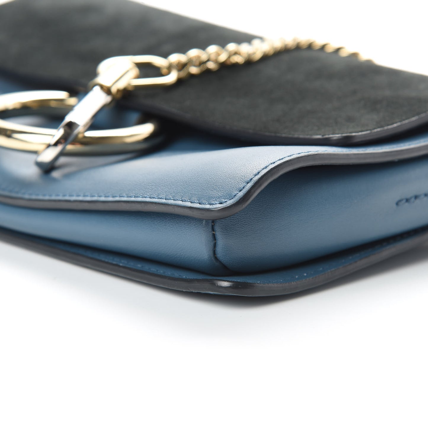 Suede Calfskin Small Faye Shoulder Bag Summer Blue Intense Green