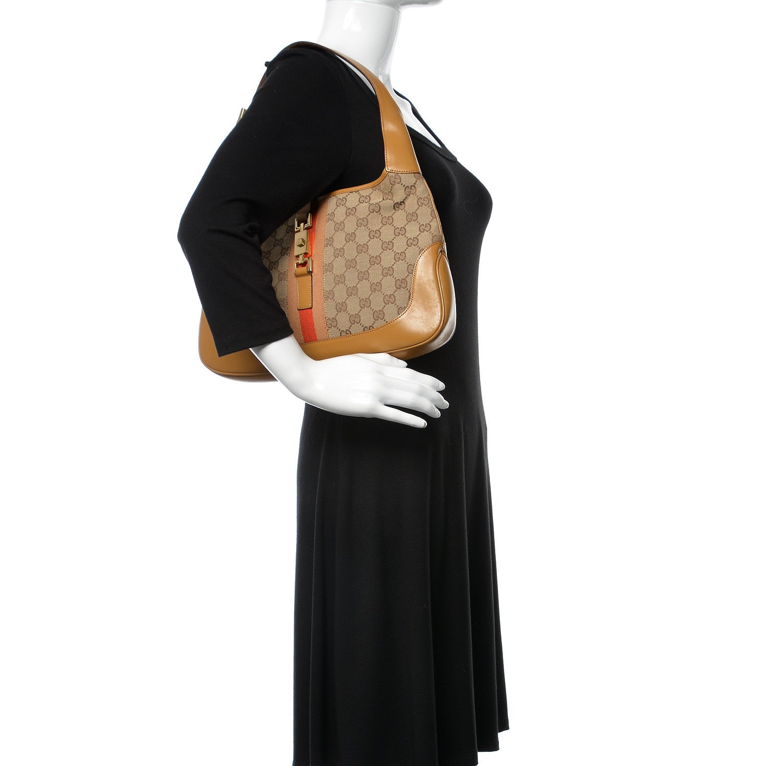 Gucci Monogram Web Jackie O Hobo Tan 2 of 11