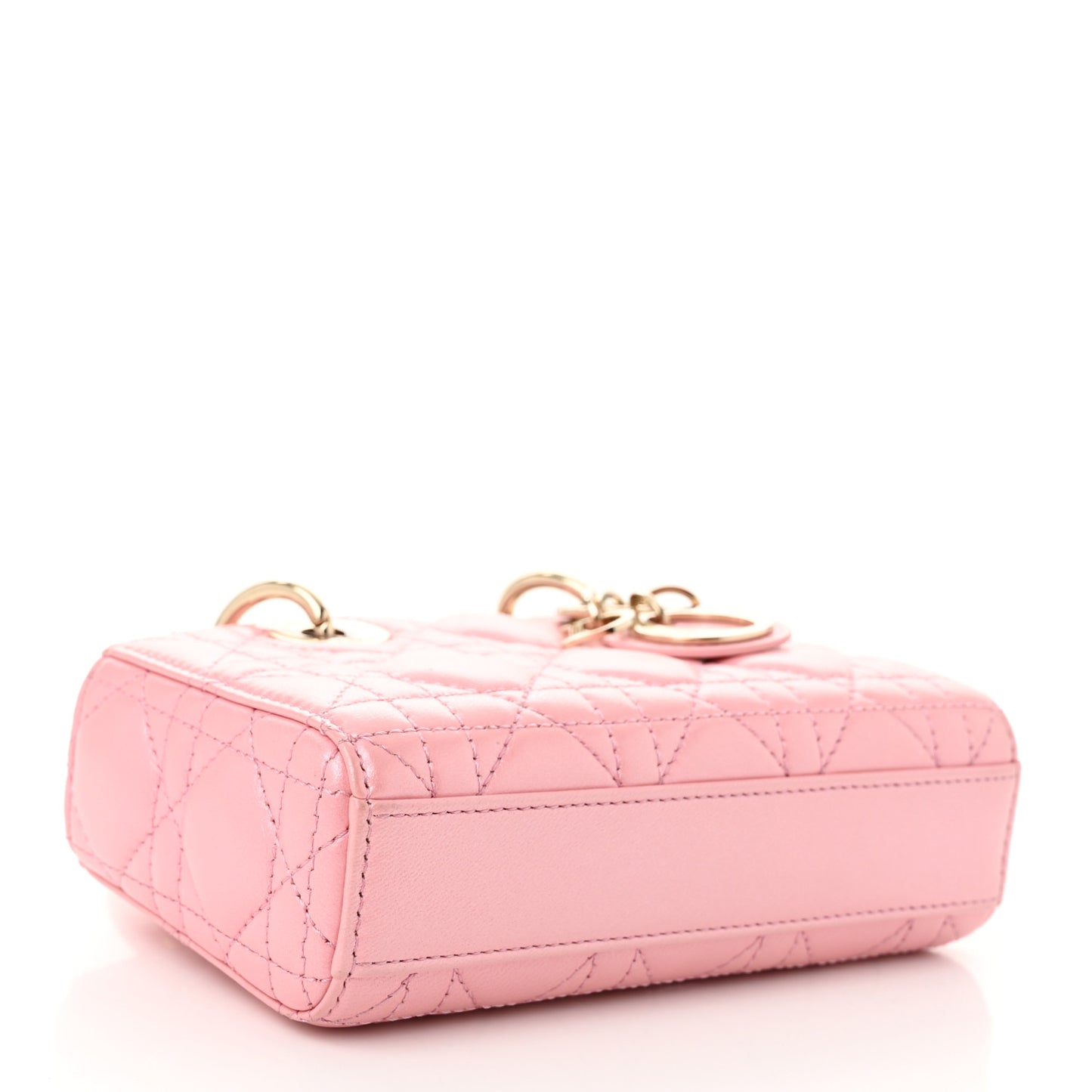 Metallic Lambskin Cannage Micro Lady D-Joy Pink