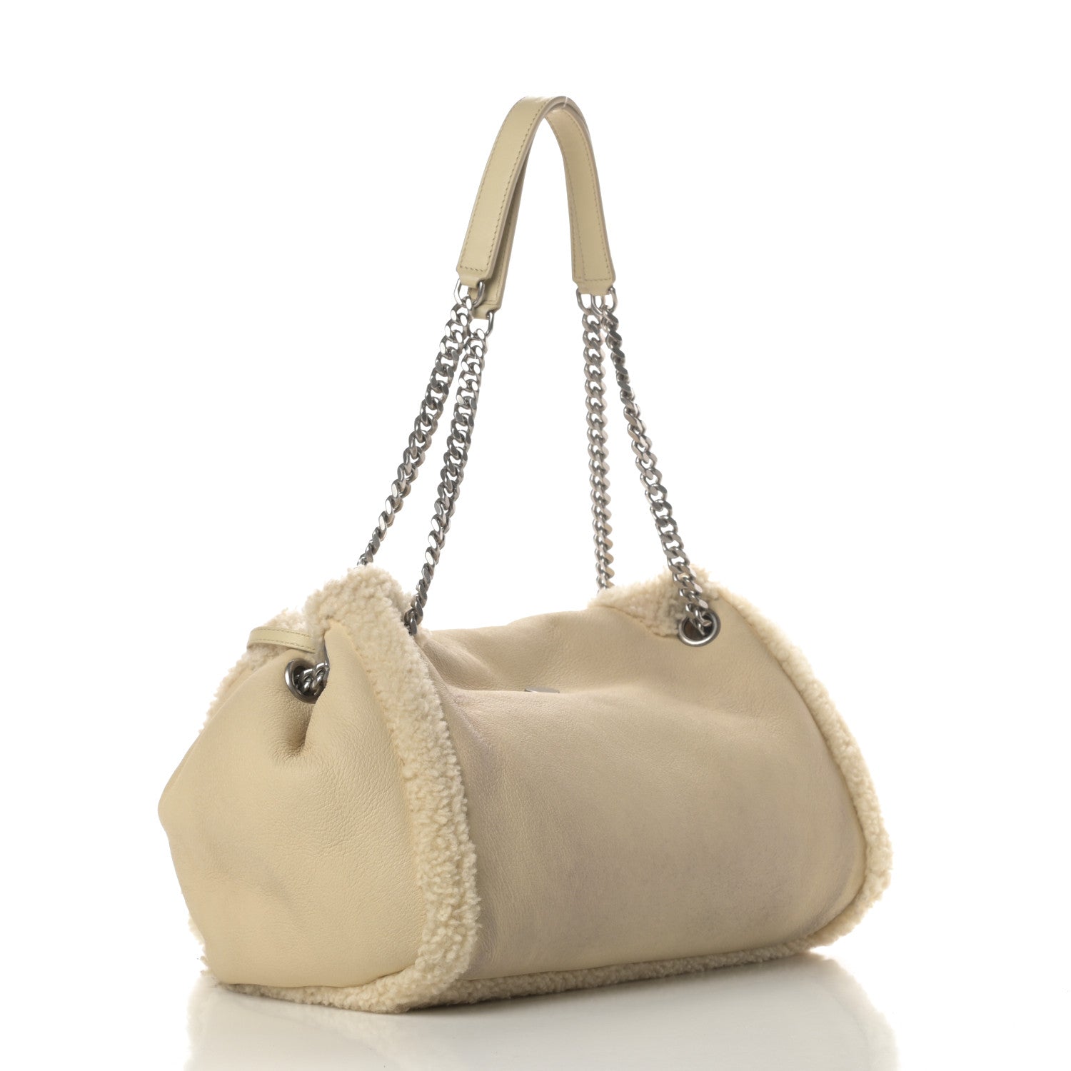 Saint Laurent Shearling Medium Nolita Shoulder Bag Natural 4 of 14