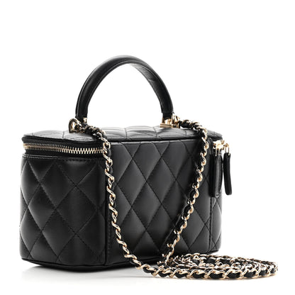 Chanel Lambskin Quilted Small Top Handle Vanity Case With Chain Black 3 of 11
