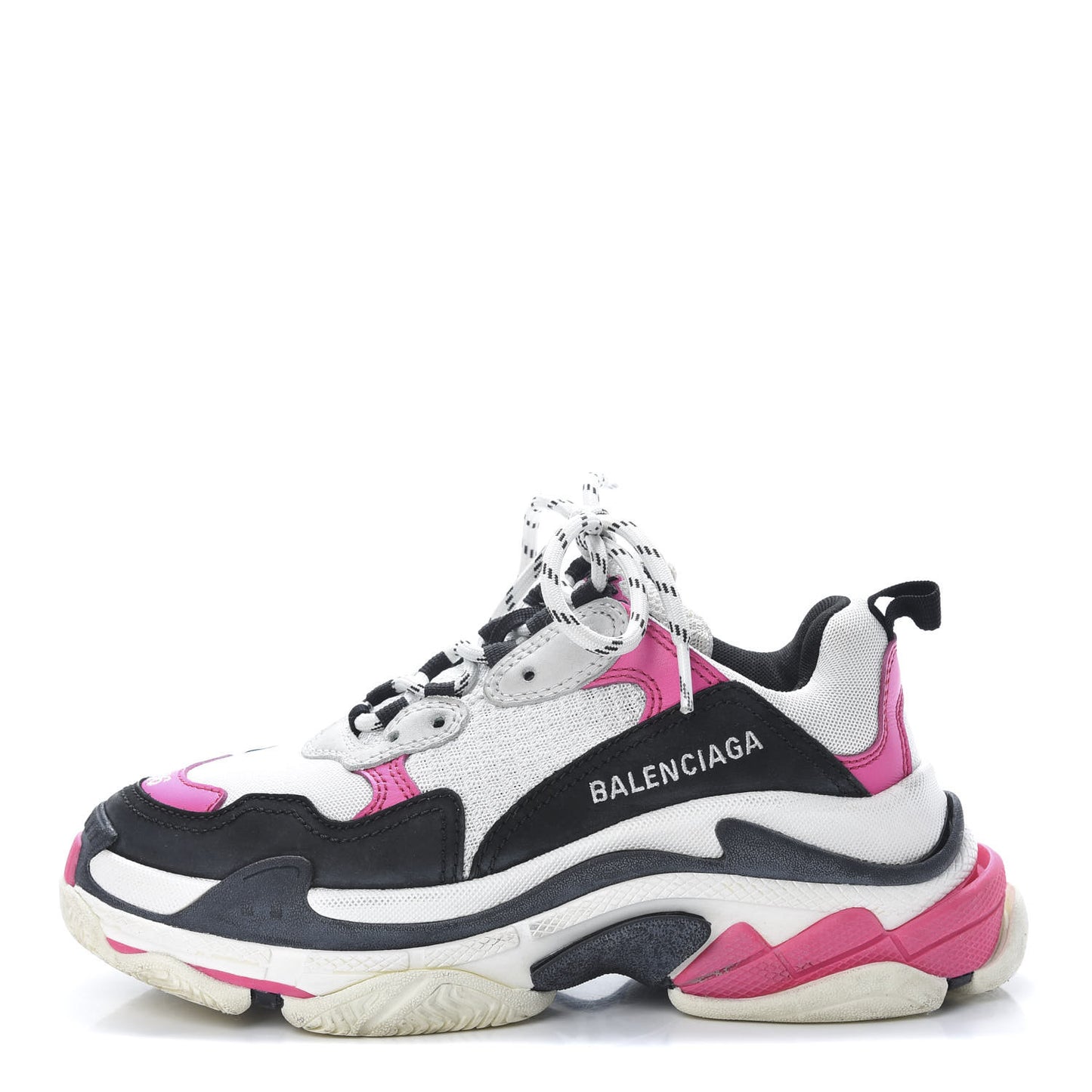 Fabric Mesh Womens Triple S Sneakers 36 Rose Fluo Black White