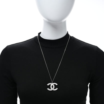 Chanel Metal Baguette Crystal Large CC Necklace Silver 2 of 5