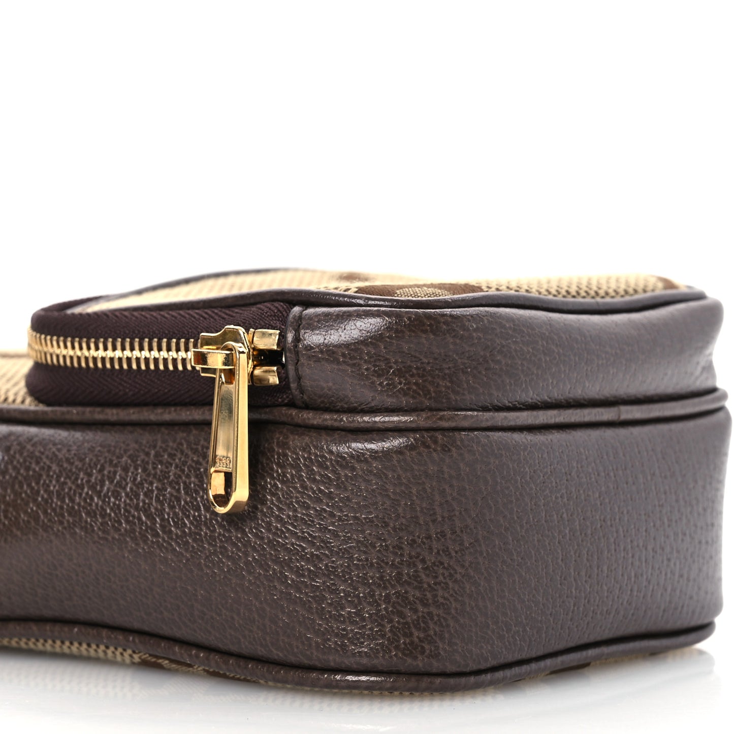 Monogram Jumbo GG Textured Dollar Calfskin Web Shoulder Bag Camel Ebony New Acero